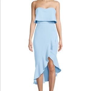 NWT Strapless Ruffle Flounce Dress Pale Blue Size4